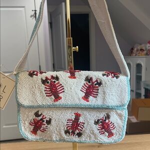 Beaded Lobster Design Shoulder Bag NWT